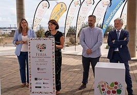 María González Calderín, Minerva Alonso, Juan Antonio Peña y Ramón Redondo presentaron la Feria en el parque urbano de Melenara. lugar donde se celebrará el evento.