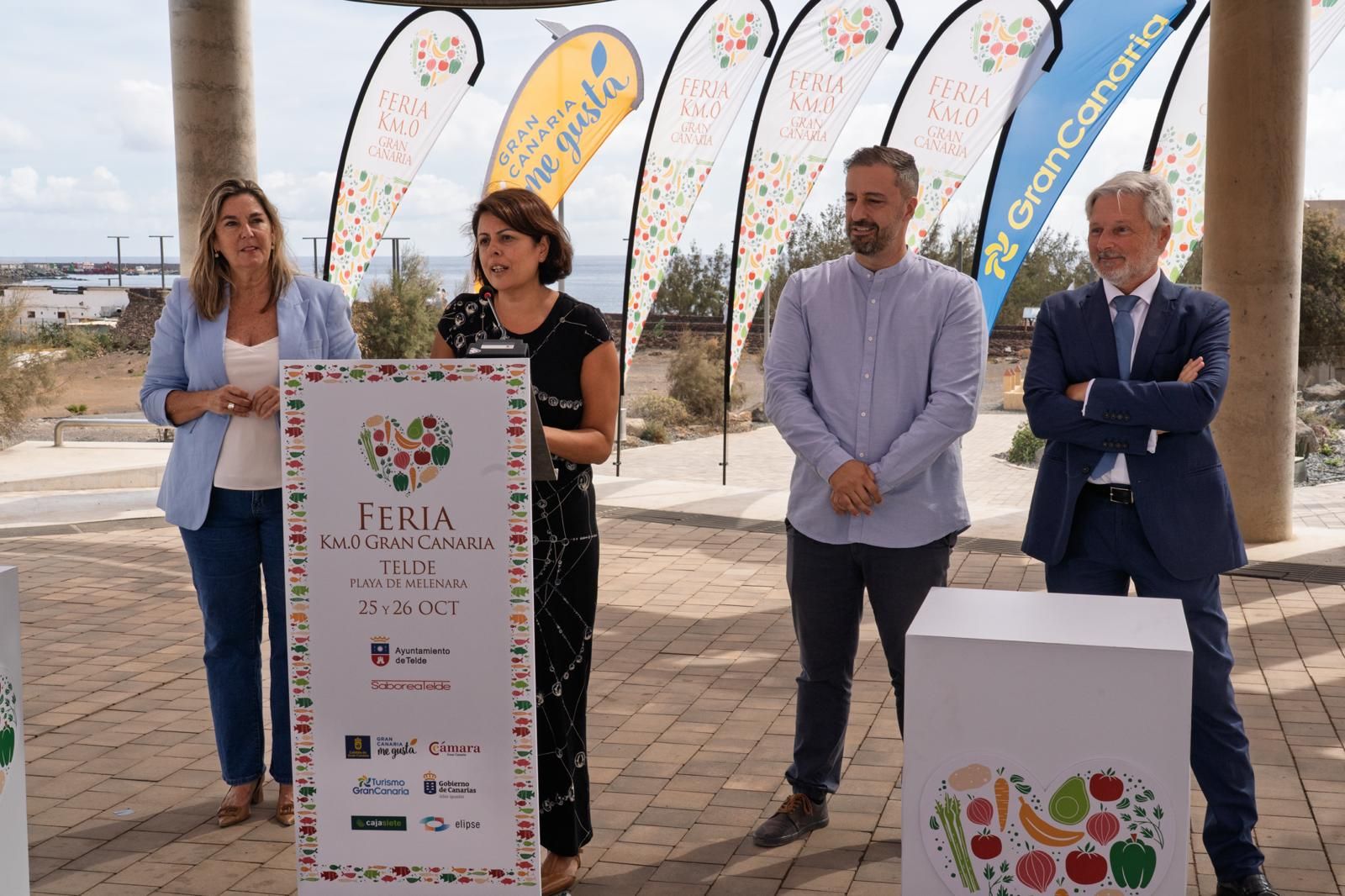 María González Calderín, Minerva Alonso, Juan Antonio Peña y Ramón Redondo presentaron la Feria en el parque urbano de Melenara. lugar donde se celebrará el evento.