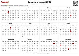 Calendario laboral 2025 en Canarias.