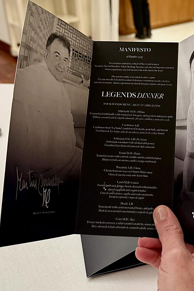 Menú 'Legends Dinner' a cuatro manos Berasategui-Back en The Ritz Carlton Abama
