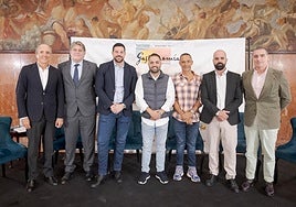 De izquierda a derecha, Alfredo Montes, Ricardo Gil, Rafael Hurtado, Alex Santana, Manuel Vilariño, José Miguel Sánchez e Ignacio Bernaldo de Quirós