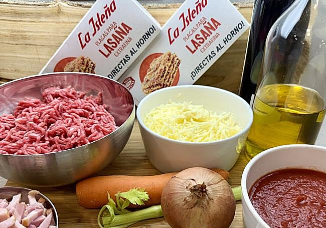 Ingredientes para elaborar la lasaña con placas de La Isleña