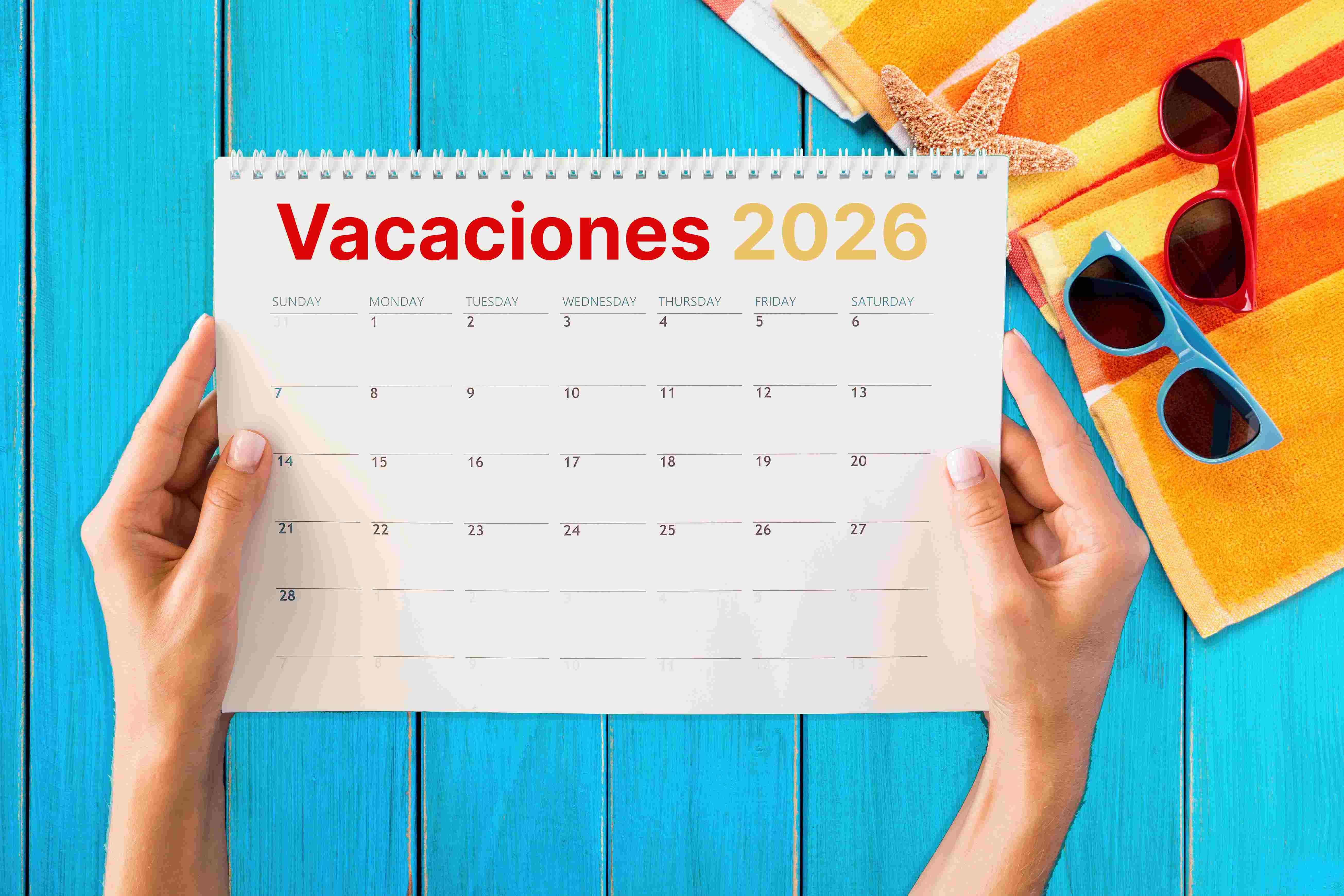 Calendario de vacaciones en 2026.