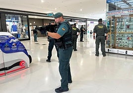 Agentes de la Guardia Civil durante el simulacro.