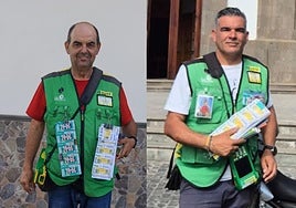 Alberto González (i) y Juan Franco (d), los dos vendedores de la ONCE que vendieron los cupones premiados.