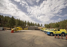 Medios materiales del Cabildo para la lucha contra el fuego en la base de Artenara.