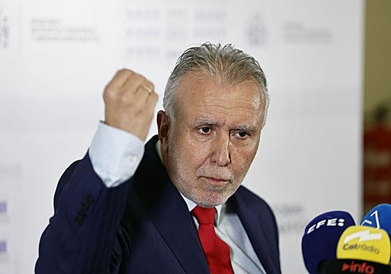 Ángel Víctor Torres, en la rueda de prensa en Madrid.