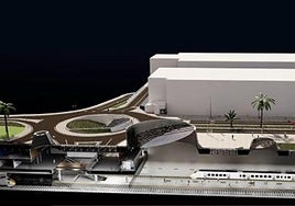 Recreación del trazado del tren a su paso por el Aeropuerto de Gran Canaria.