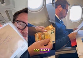 Fragmentos del vídeo en el que se ve a Óscar Puente con el dinero en efectivo.