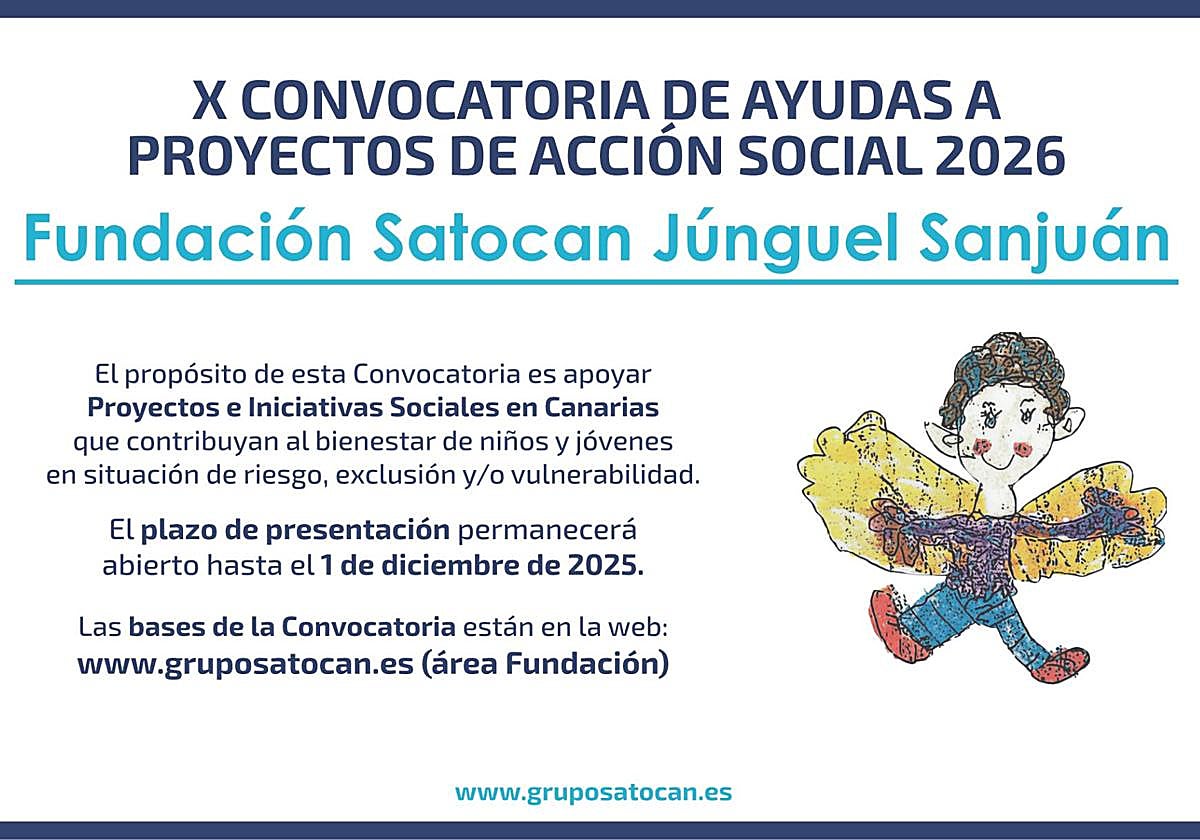 La Fundación Satocan Júnguel Sanjuán Lanza su X Convocatoria de Ayudas para Proyectos de Infancia y Juventud Vulnerable