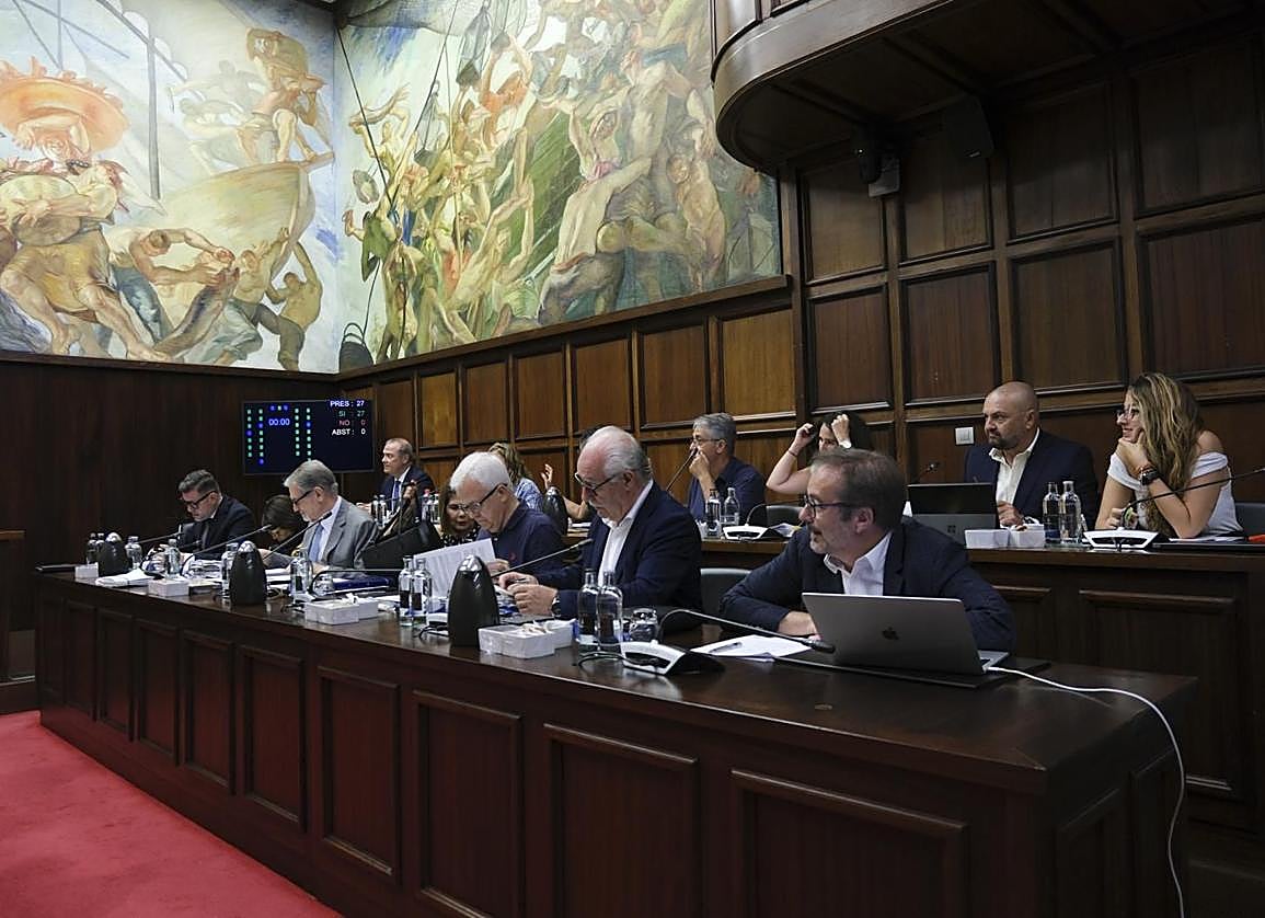 Grupo de Gobierno del Cabildo de Gran Canaria en una sesión plenaria.