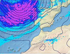 Imagen de la predicción de precipitaciones para este martes en Canarias y en la península.