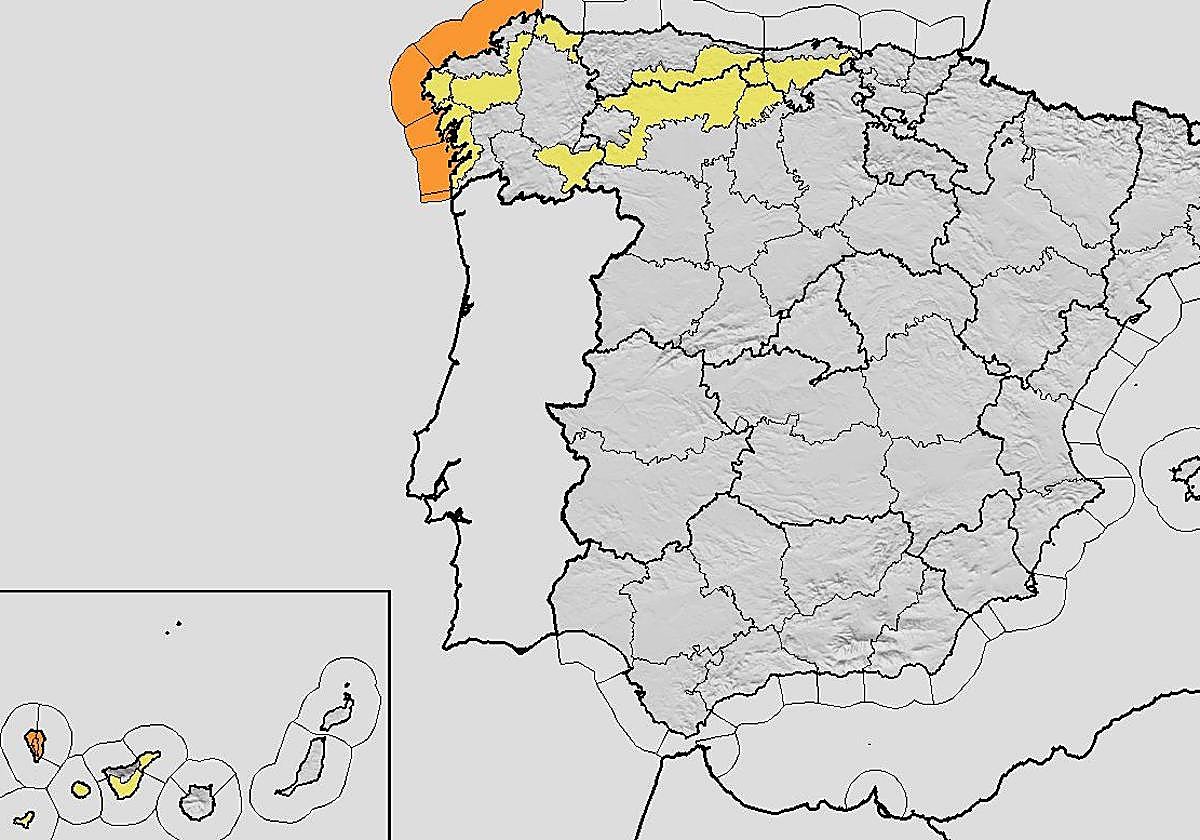 Mapa de avisos de la Aemet para el 12 de noviembre.
