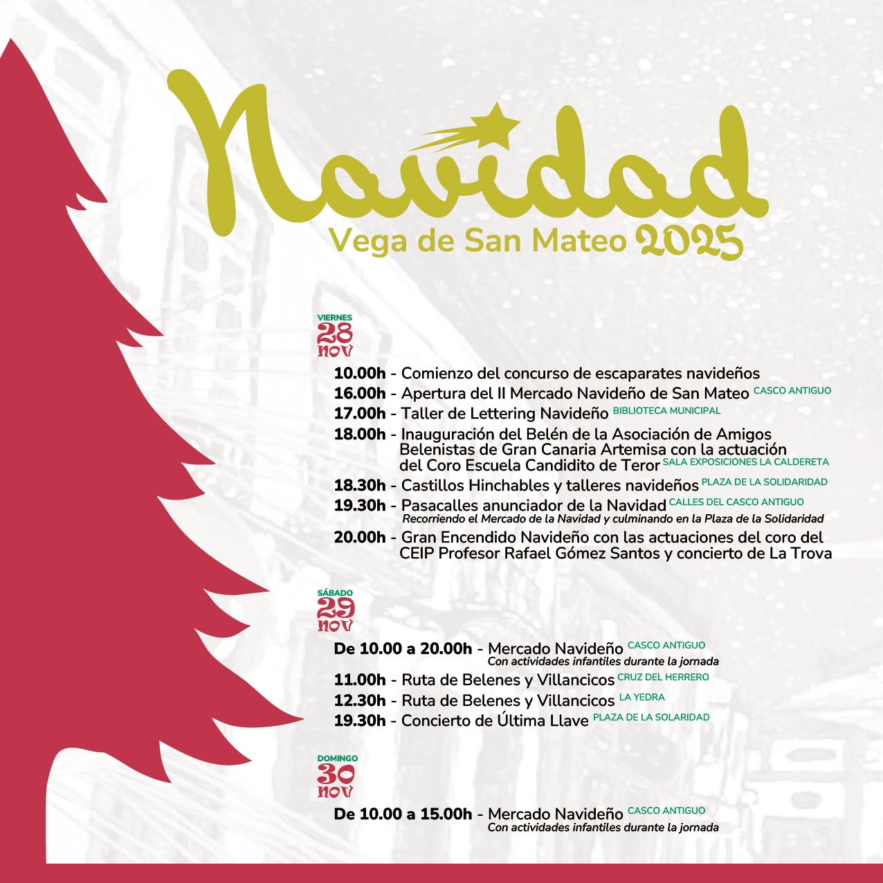 Imagen principal - Programa de Navidad en San Mateo 2025: encendido del alumbrado, belenes, actividades y conciertos