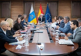 Imagen de este lunes del Consejo de Gobierno presidido por Fernando Clavijo en la capital grancanaria.