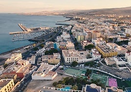 Vista aérea de la capital de Fuerteventura.