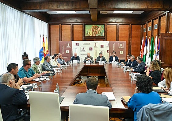 Reunión en el Cabildo grancanario de los representantes insulares y regionales en materia agraria y pesquera.