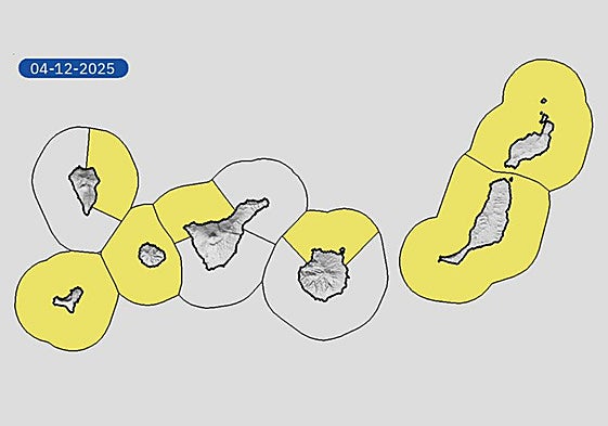 Avisos amarillos en todas las islas Canarias