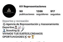 Captura del perfil que creó el investigado para promocionar su agencia KV Representaciones.
