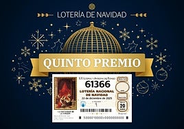61366, quinto quinto premio de la Lotería de Navidad 2025: comprobar número y localidades canarias agraciadas