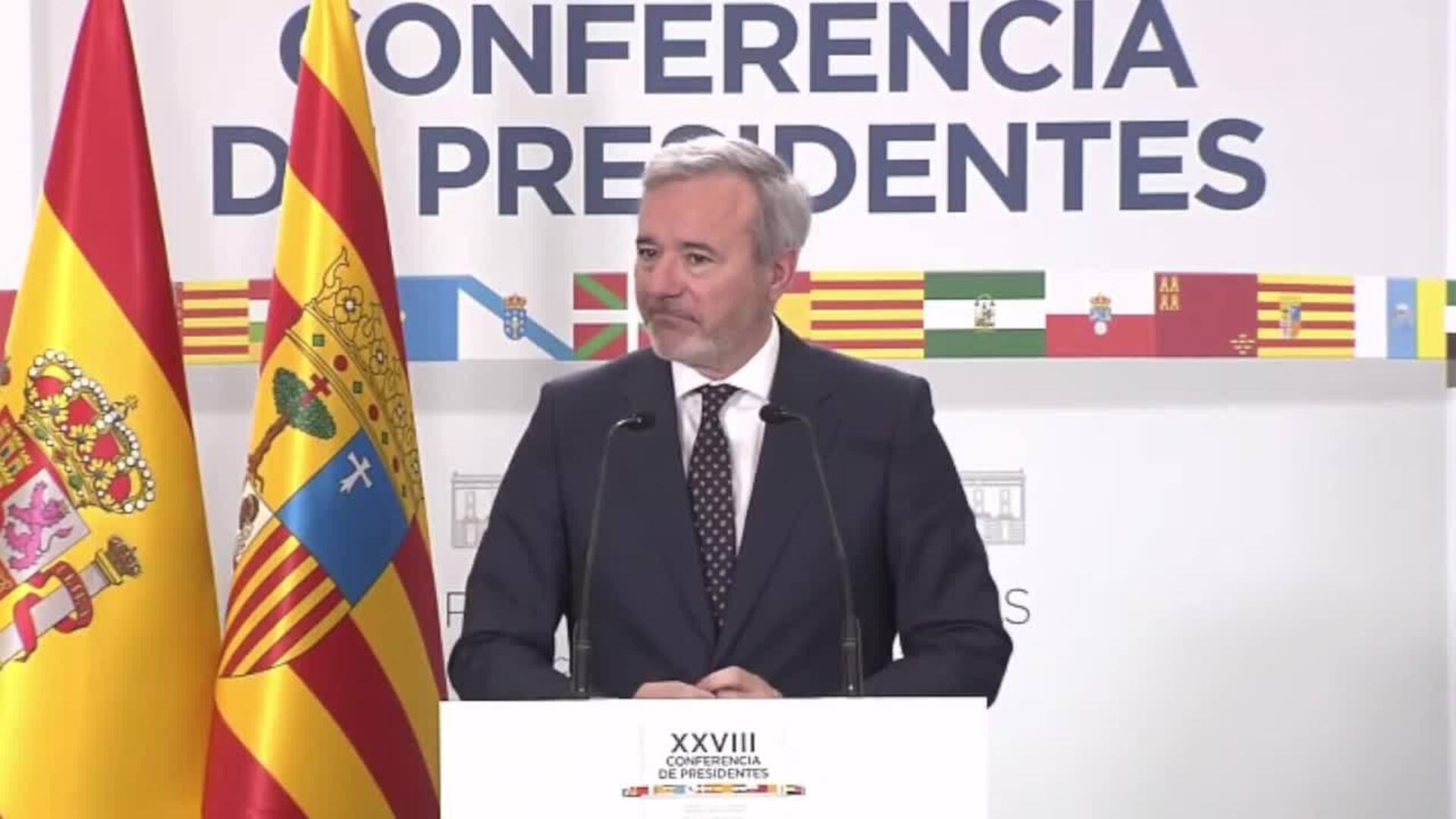 Azcón cree que ha sido "un fracaso" porque Sánchez no quiere acuerdos con las comunidades