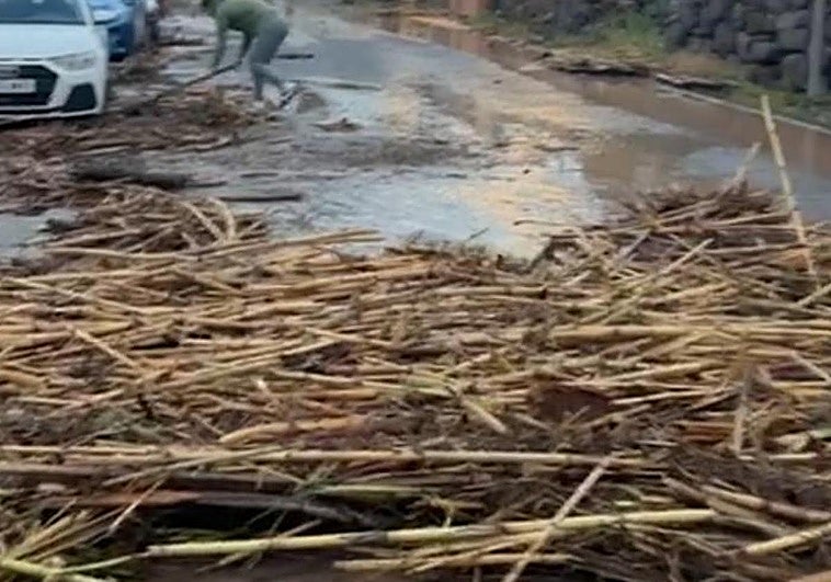 Los bomberos rescatan a una mujer que había quedado atrapada en el barranco de Arguineguín por la borrasca Therese