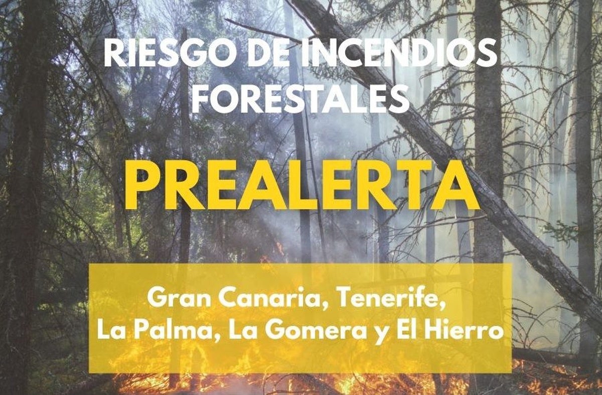 Canarias activa la prealerta por incendios forestales en Gran Canaria y las islas occidentales