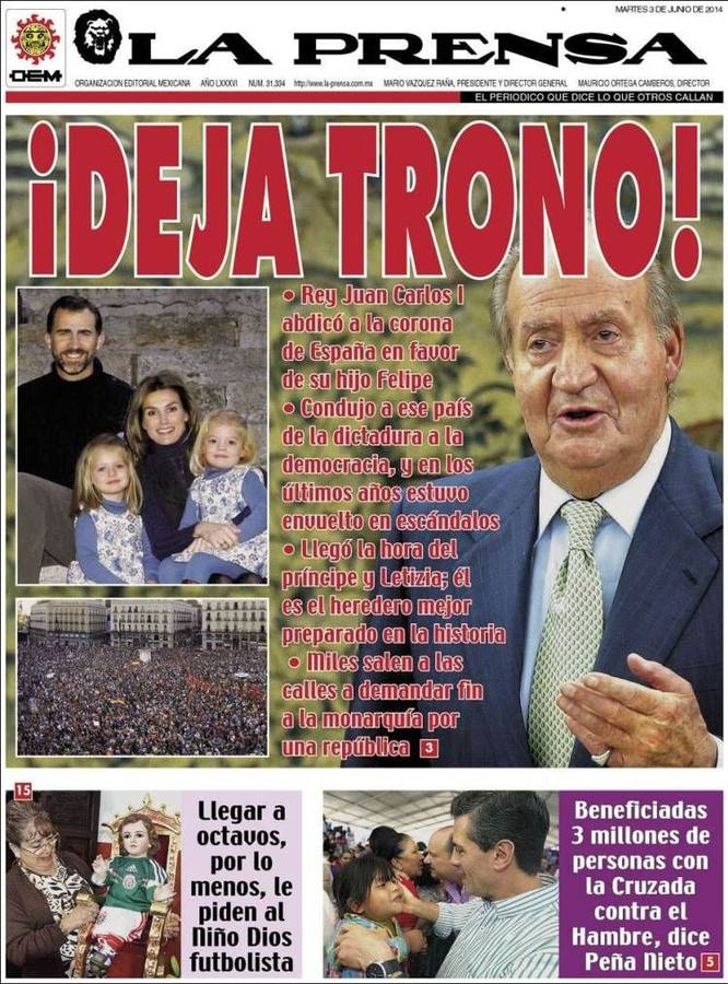 Portada del mexicano La Prensa.