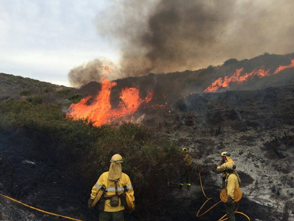 Los bomberos, trabajando contra las llamas @jorgequer