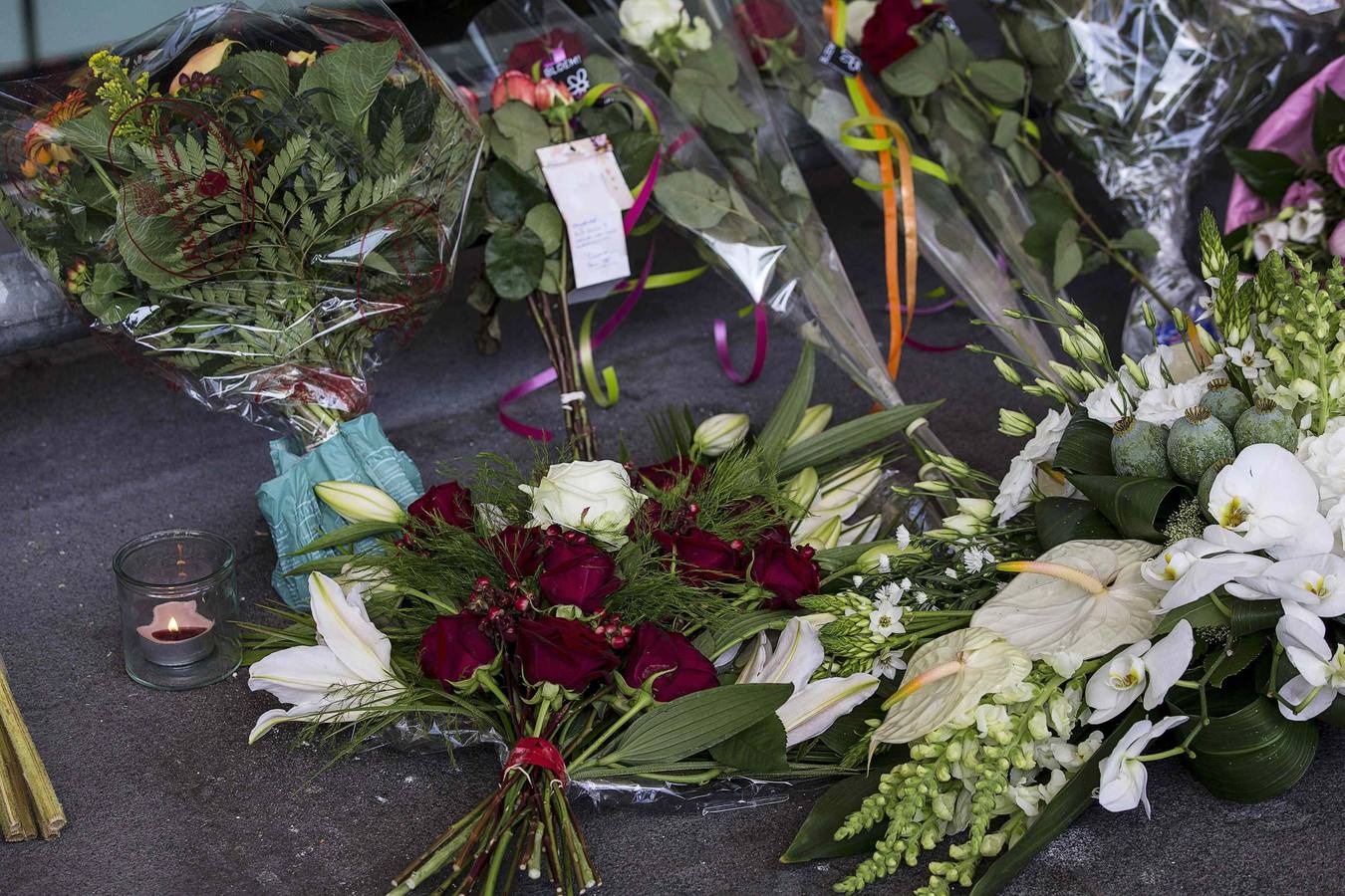 Flores depositadas en memoria de las víctimas del avión siniestrado.