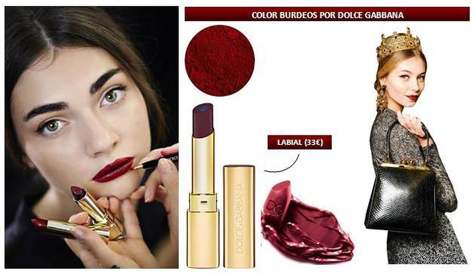 Labial burdeos, color del otoño. Si lo amamos para nuestras prendas, ¿por qué no llevar este color también sobre los labios? Esta temporada se presenta como el claro vencedor