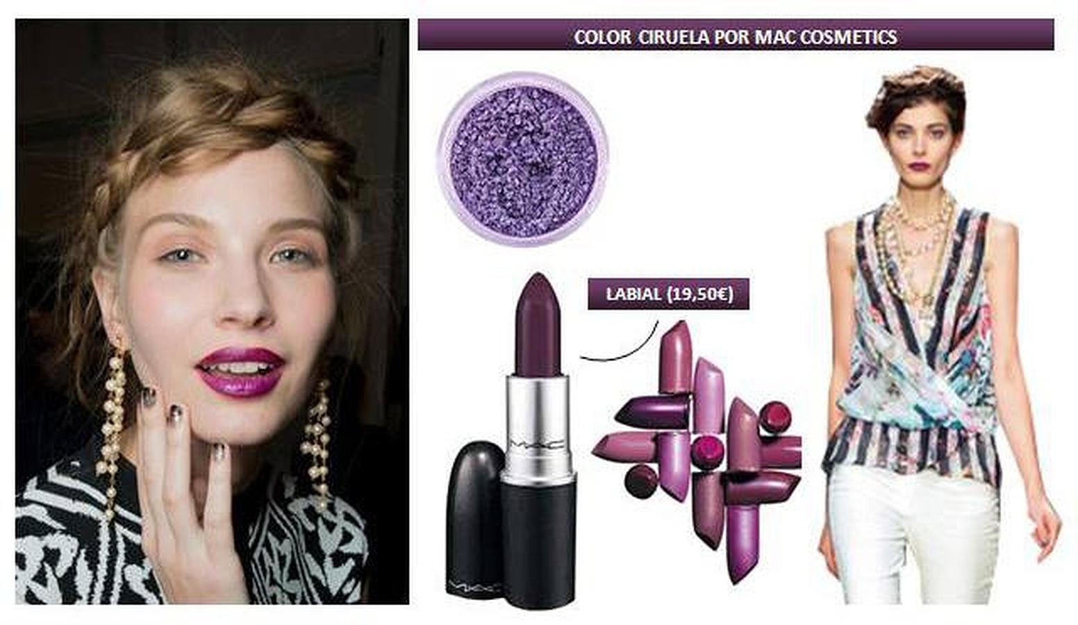 Color ciruela para tus labios. Es una de las apuestas cromáticas en maquillaje más arriesgadas. Utilízalo con prendas coloridas y evita los ‘looks’ monocromáticos