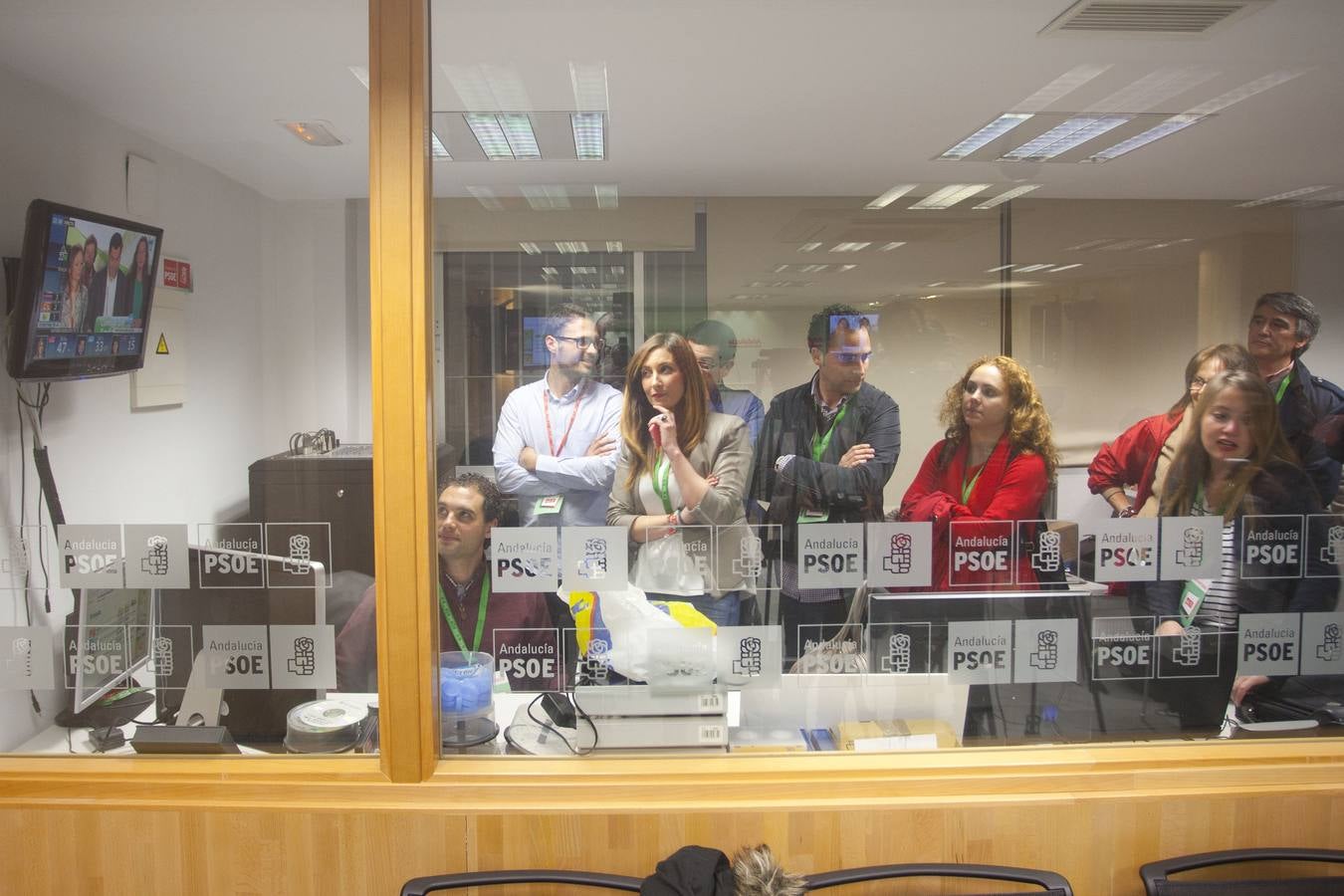 Sede del PSOE en Málaga tras la victoria de Susana Díaz.