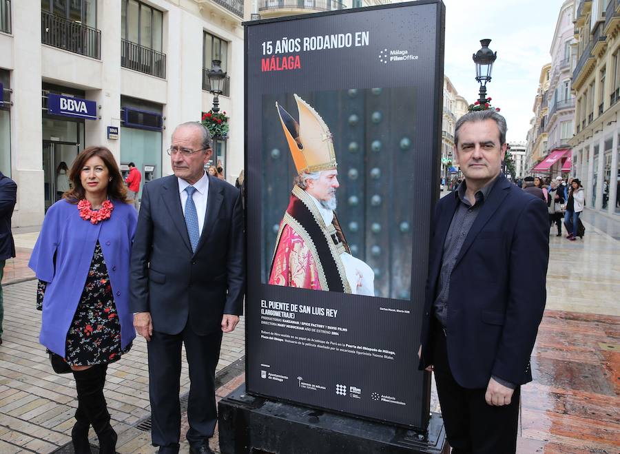 Fotos de la exposición de Málaga Film Ofiice en calle Larios