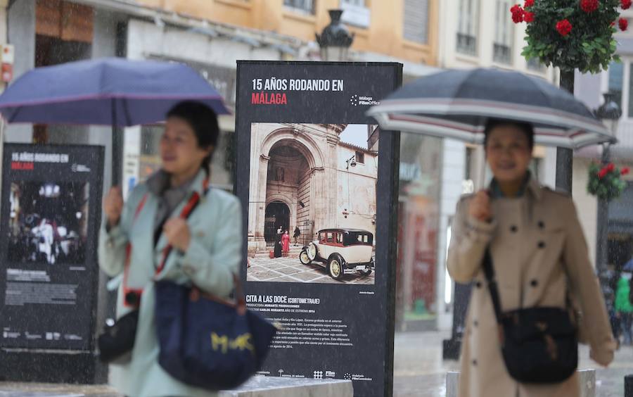 Fotos de la exposición de Málaga Film Ofiice en calle Larios