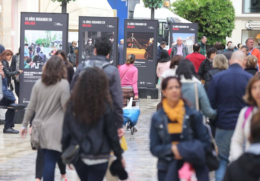 Fotos de la exposición de Málaga Film Ofiice en calle Larios