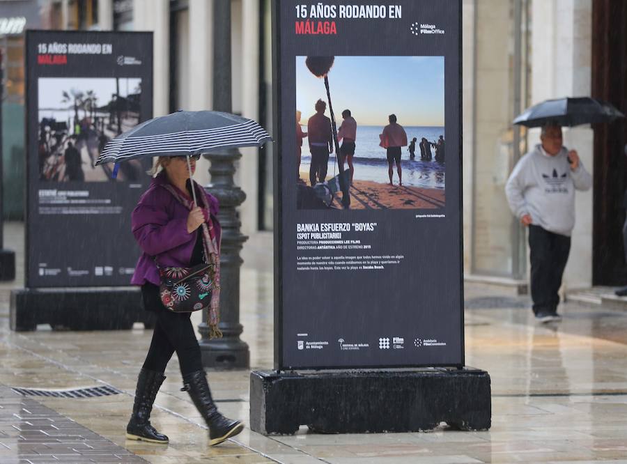 Fotos de la exposición de Málaga Film Ofiice en calle Larios