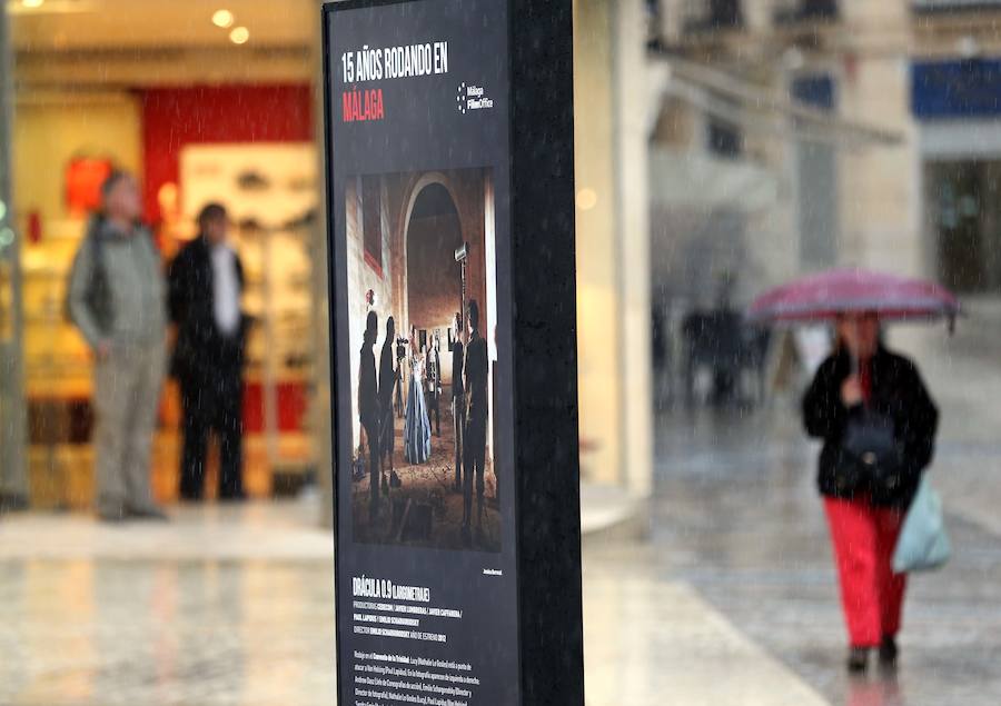 Fotos de la exposición de Málaga Film Ofiice en calle Larios