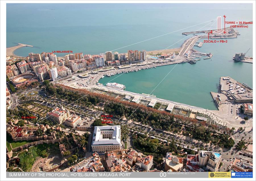 Fotos del hotel de lujo de 135 metros de altura que se proyecta en el Puerto de Málaga