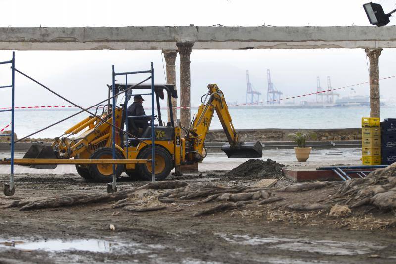 Fotos de los efectos del temporal en las playas de Málaga capital