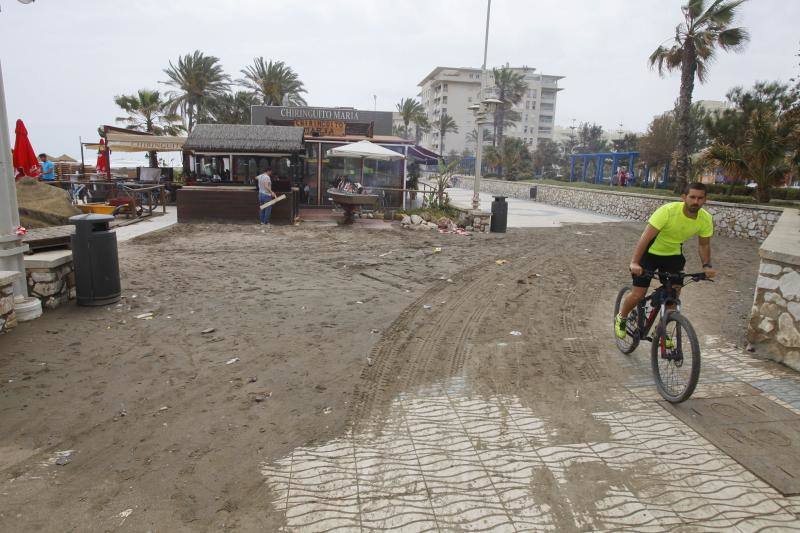 Fotos de los efectos del temporal en las playas de Málaga capital
