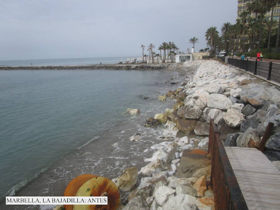Así estaban y así se encuentran en la actualidad las playas de la provincia de Málaga tras los trabajos de mejora realizados tras los temporales.