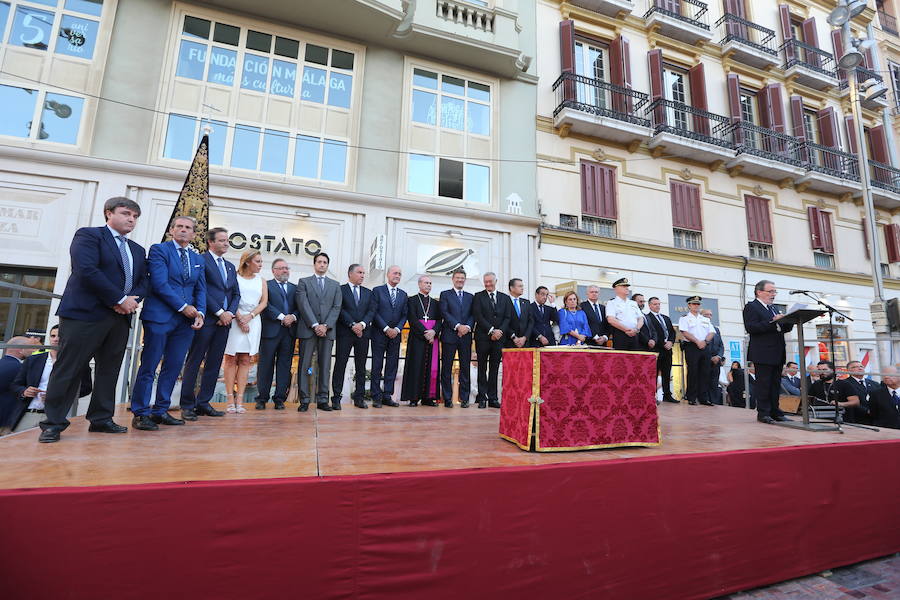 El acto se ha celebrado en la plaza de la Constitución al no poder hacerlo el Miércoles Santo