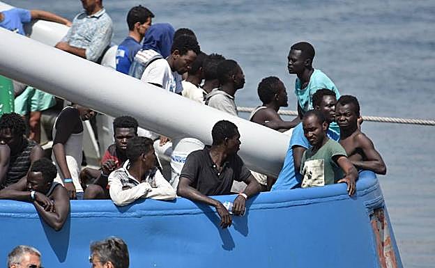 Migrantes en el Mediterráneo.