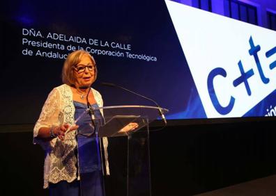 Imagen secundaria 1 - Arriba, Diego Manuel Puente Gascón (Grupo Día). Abajo, a la izquierda, Adelaida de la Calle, durante su intervención. A la derecha, Manuel Castillo, director de SUR.