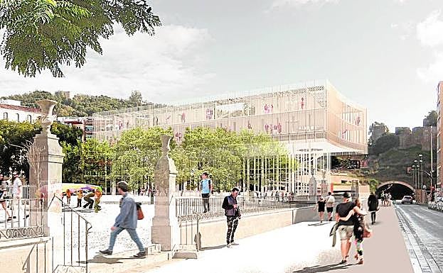 Recreación del proyecto Zoco Cultural, que incluiría un mercado gourmet y un auditorio soterrado. 