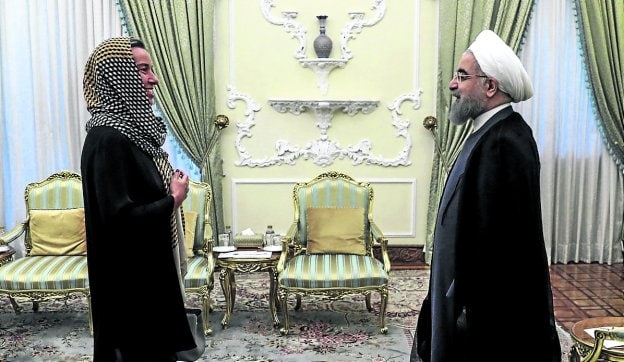 Rohani se reunió con Federica Mogherini, responsable de política exterior de la UE. :: reuters
