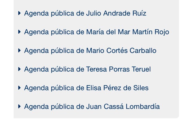 Agendas públicas en la web municipal.