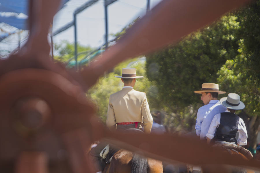 Los caballos siguen protagonizando las imágenes de este jueves en el Real del Cortijo de Torres.