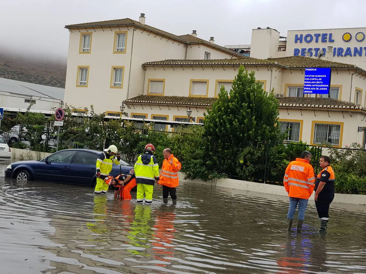 Inundaciones en Humilladero, Antequera y Mollina causadas por las tormentas que ha traído la Dana 